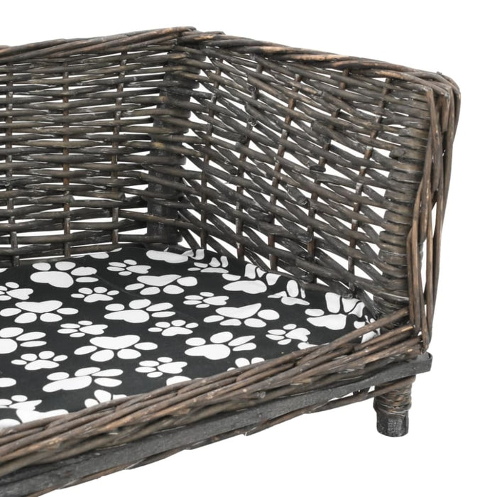 Dog Basket With Cushion Grey 50x33x30 Cm Natural Willow