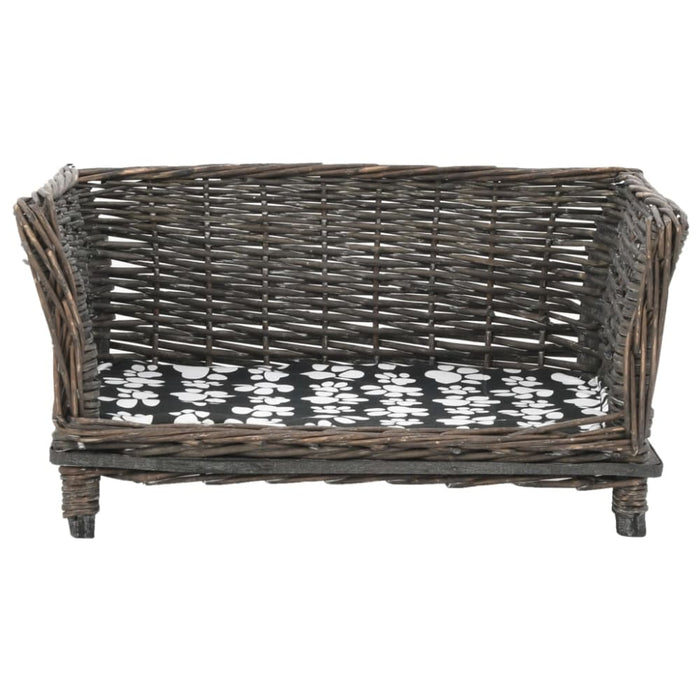 Dog Basket With Cushion Grey 50x33x30 Cm Natural Willow