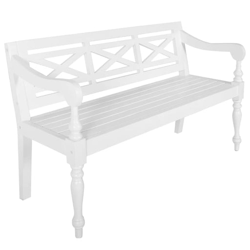 Batavia Bench 123 Cm Solid Mahogany Wood White Ttibii