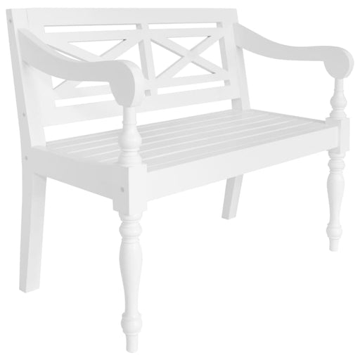 Batavia Bench 98 Cm Solid Mahogany Wood White Xalkll