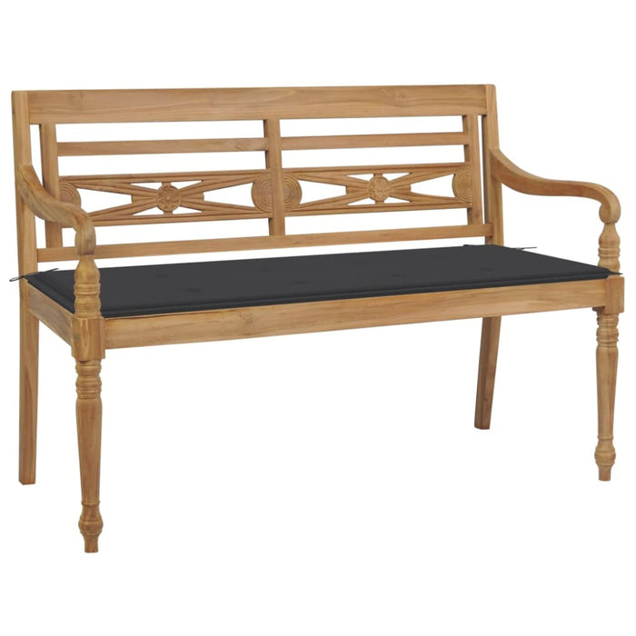 Batavia Bench With Anthracite Cushion 120 Cm Solid Teak