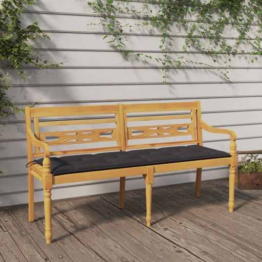 Batavia Bench With Anthracite Cushion 150 Cm Solid Wood