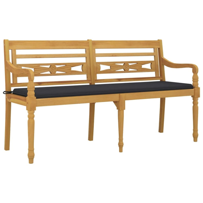 Batavia Bench With Anthracite Cushion 150 Cm Solid Wood