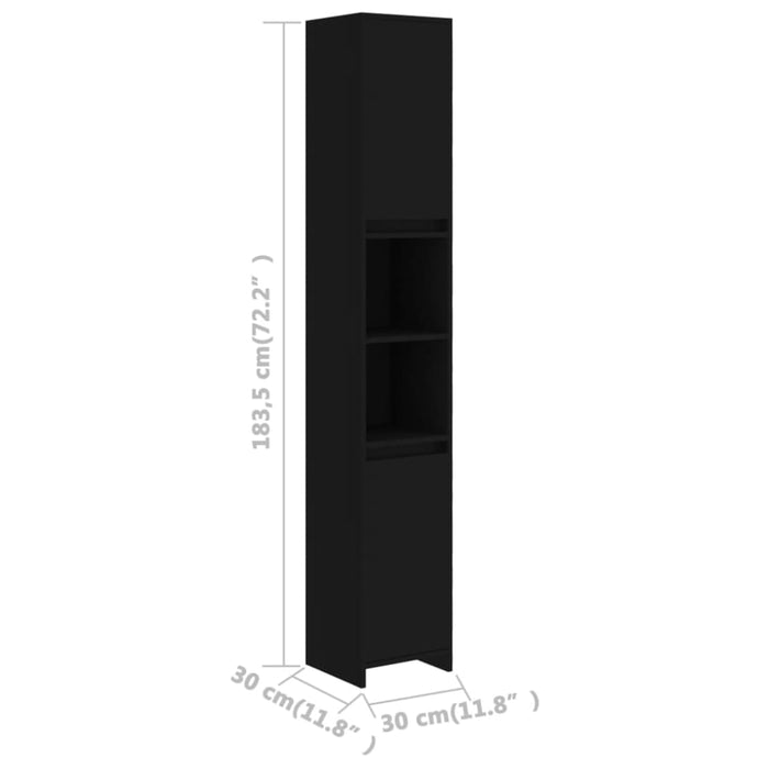 Bathroom Cabinet Black 30x30x183.5 Cm Engineered Wood Nbxlib