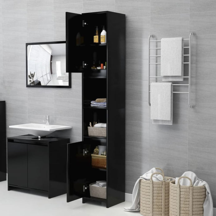 Bathroom Cabinet Black 30x30x183.5 Cm Engineered Wood Nbxlib