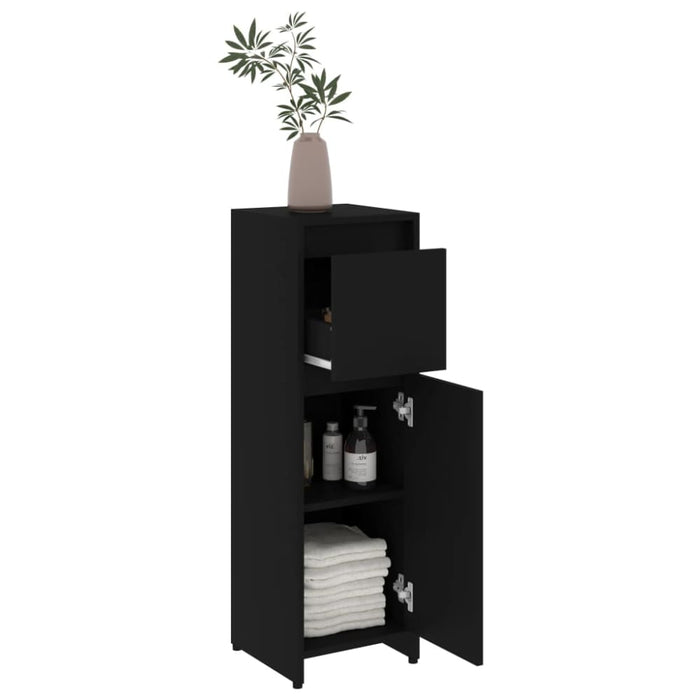 Bathroom Cabinet Black 30x30x95 Cm Chipboard Nbxllo