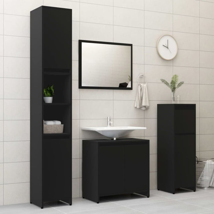 Bathroom Cabinet Black 30x30x95 Cm Chipboard Nbxllo