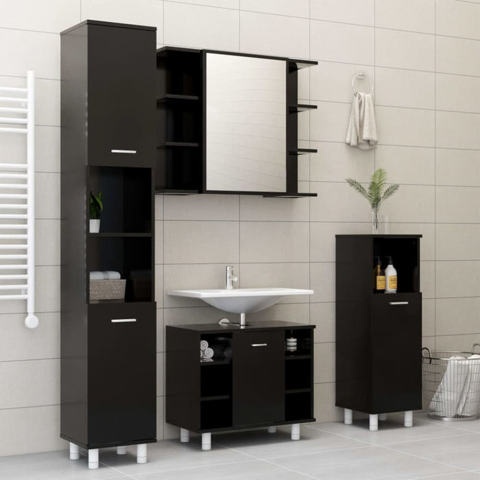 Bathroom Cabinet Black 30x30x95 Cm Chipboard Nbxlol