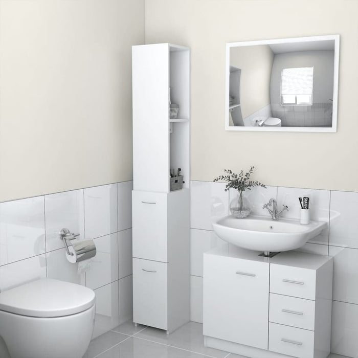 Bathroom Cabinet White 25x26.5x170 Cm Engineered Wood Nbnato