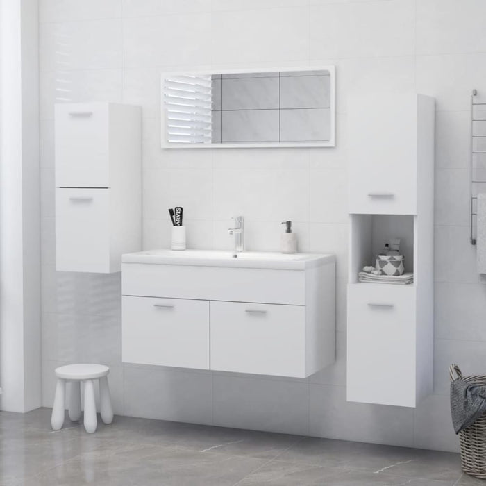 Bathroom Cabinet White 30x30x130 Cm Chipboard Nbakki