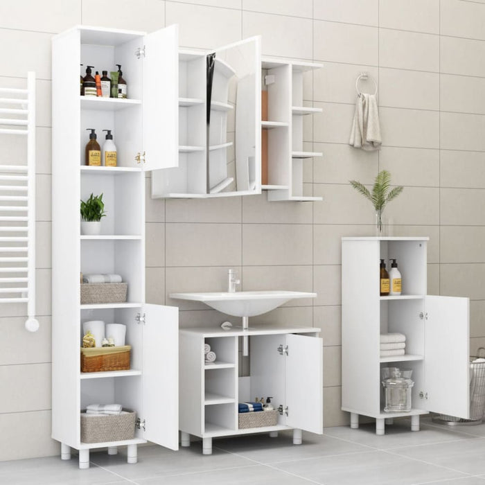 Bathroom Cabinet White 30x30x95 Cm Engineered Wood Nbxlop