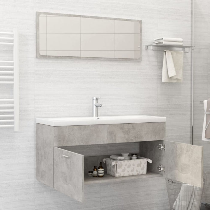 Bathroom Furniture Set Concrete Grey Chipboard Tbibnkl