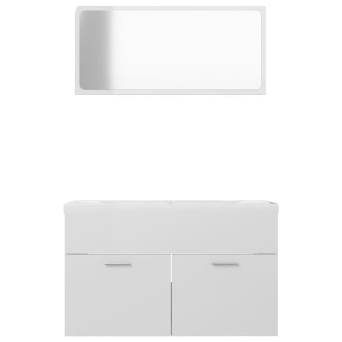 Bathroom Furniture Set Glossy Look White Chipboard Tbibnnb