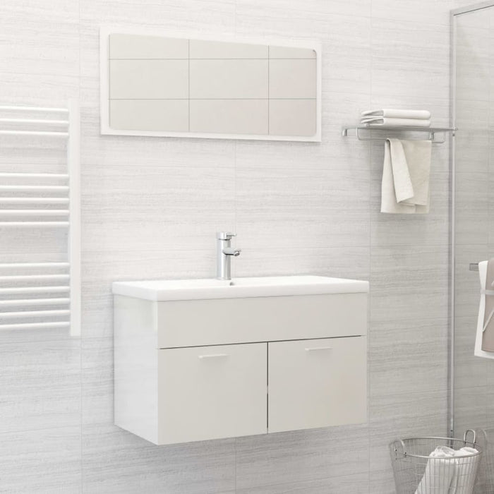 Bathroom Furniture Set Glossy Look White Chipboard Tbibnnb