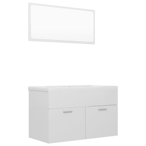 Bathroom Furniture Set Glossy Look White Chipboard Tbibnnb