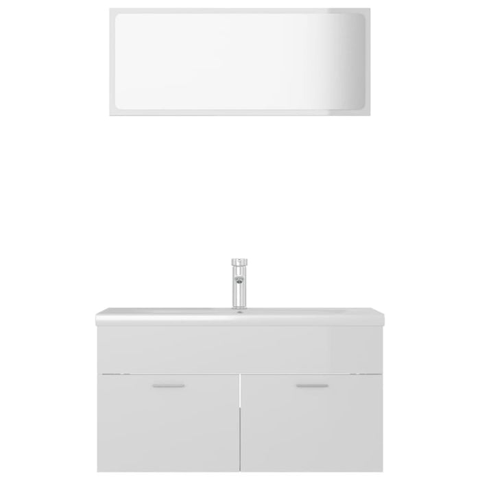 Bathroom Furniture Set Glossy Look White Chipboard Tbibnnk