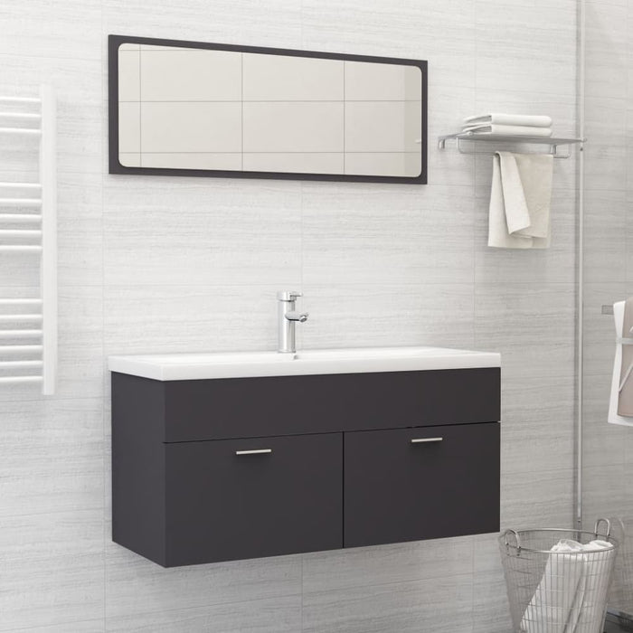 Bathroom Furniture Set Grey Chipboard Tbibnka