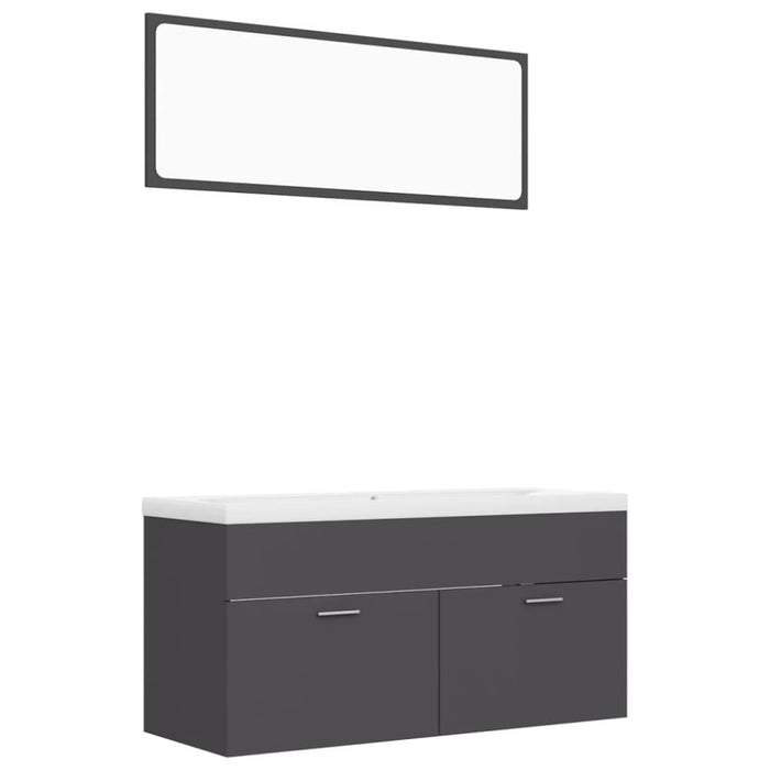 Bathroom Furniture Set Grey Chipboard Tbibnka