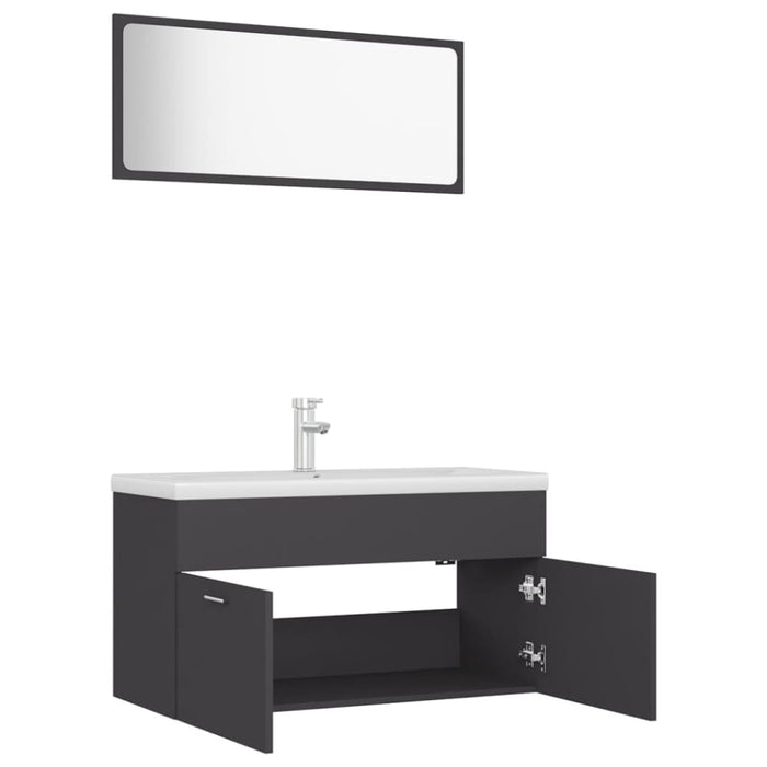 Bathroom Furniture Set Grey Chipboard Tbibnnp