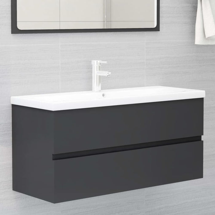 Bathroom Furniture Set Grey Chipboard Tbioloa