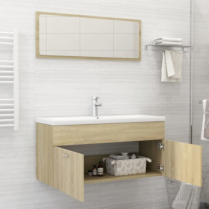 Bathroom Furniture Set Sonoma Oak Chipboard Tbibnkp