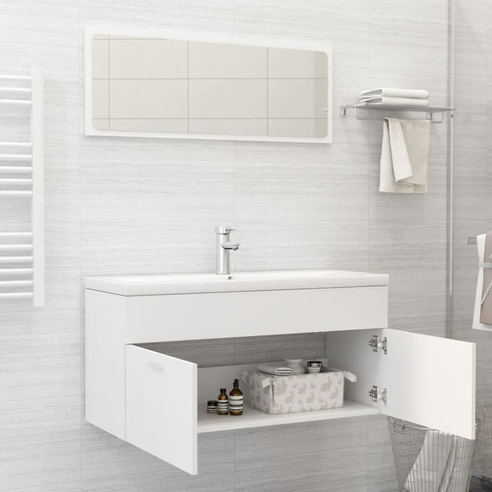 Bathroom Furniture Set White Chipboard Tbibnkx