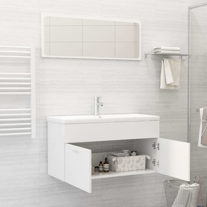 Bathroom Furniture Set White Chipboard Tbibnnt