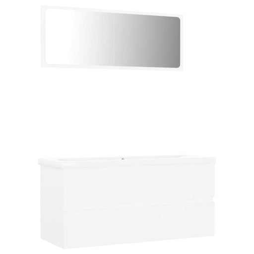 Bathroom Furniture Set White Chipboard Tbiolox