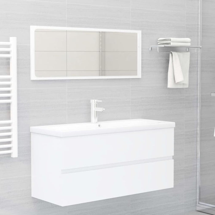 Bathroom Furniture Set White Chipboard Tbiolox