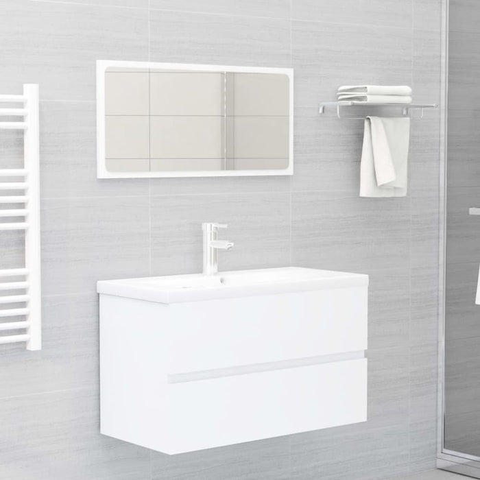 Bathroom Furniture Set White Chipboard Tbiopka