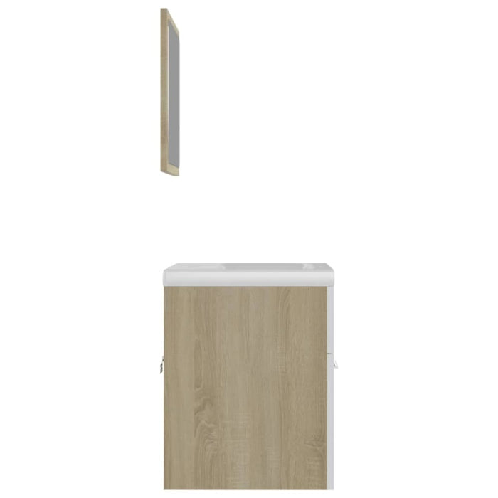 Bathroom Furniture Set White And Sonoma Oak Chipboard