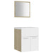 Bathroom Furniture Set White And Sonoma Oak Chipboard