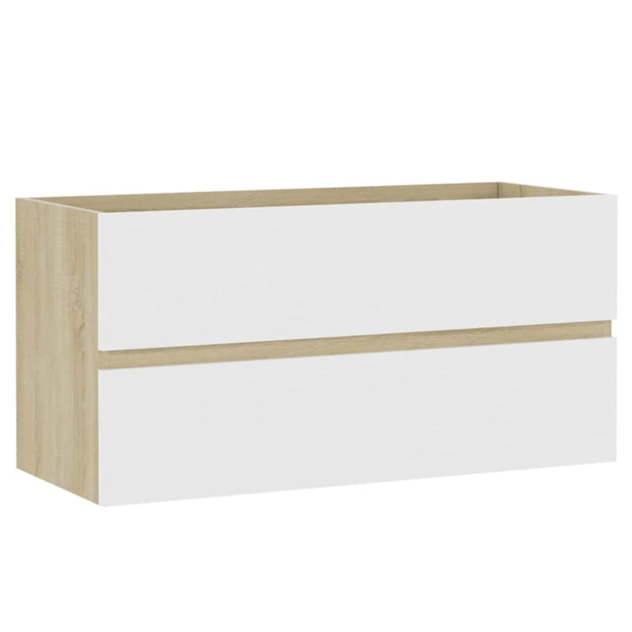 Bathroom Furniture Set White And Sonoma Oak Chipboard