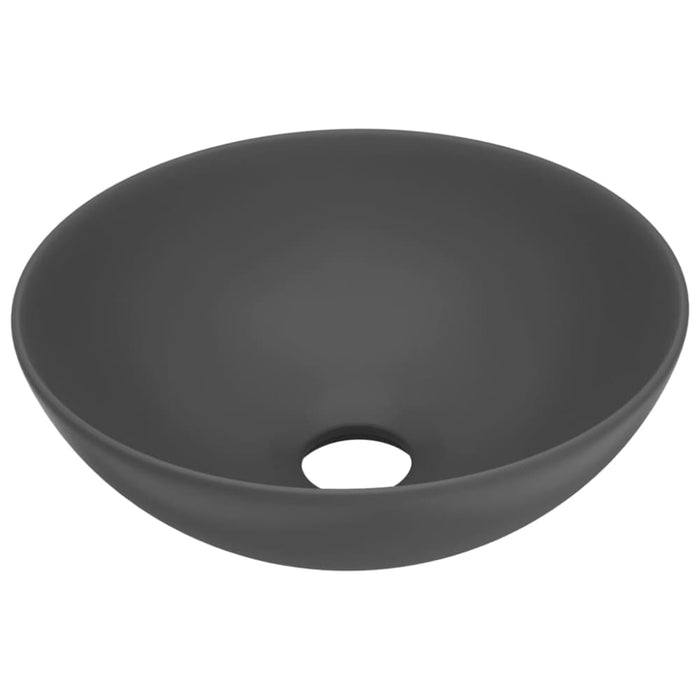 Bathroom Sink Ceramic Dark Grey Round Oalknt