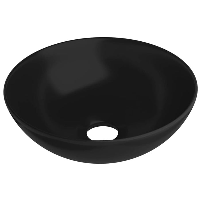 Bathroom Sink Ceramic Matt Black Round Oalknl