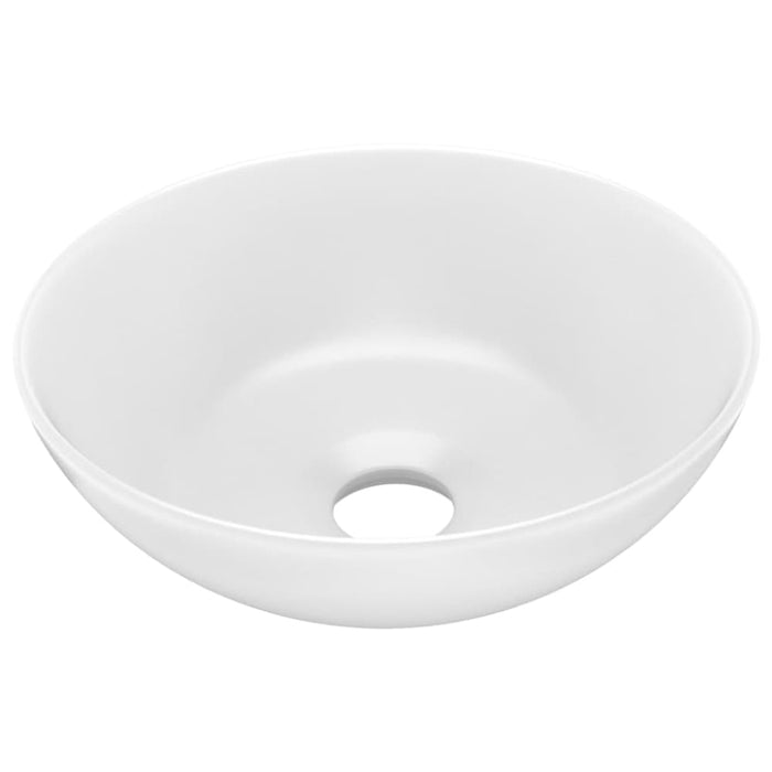 Bathroom Sink Ceramic Matt White Round Oalkil