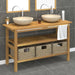 Bathroom Vanity Cabinet With Cream Marble Sinks Solid Wood