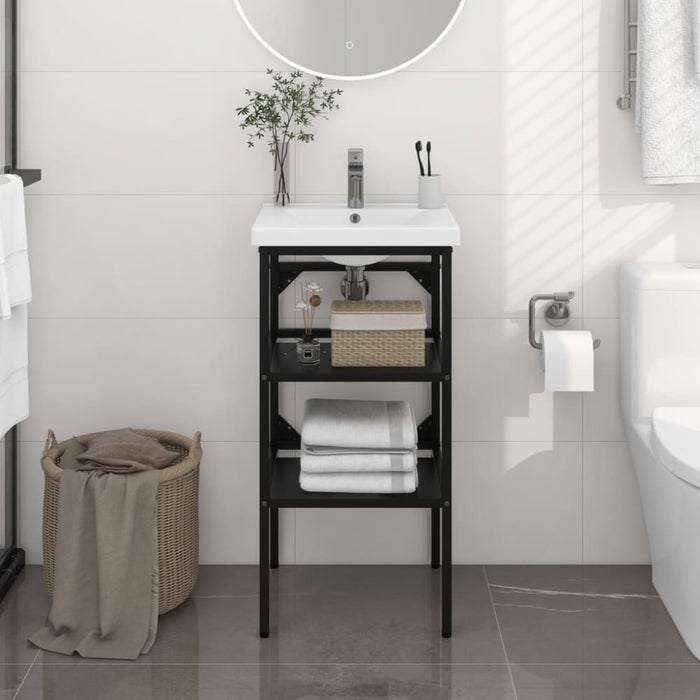 Bathroom Washbasin Frame Black 40x38x83 Cm Iron Ttnani