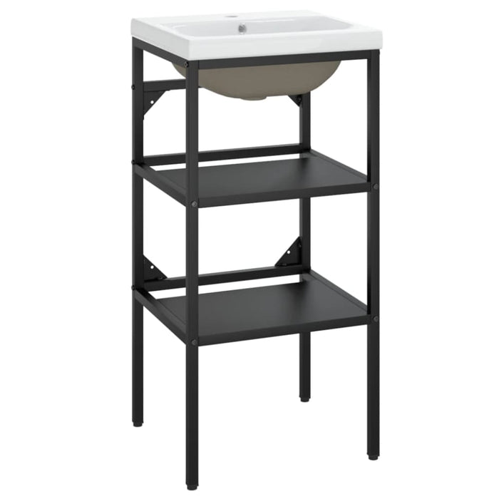 Bathroom Washbasin Frame With Built-in Basin Black Iron