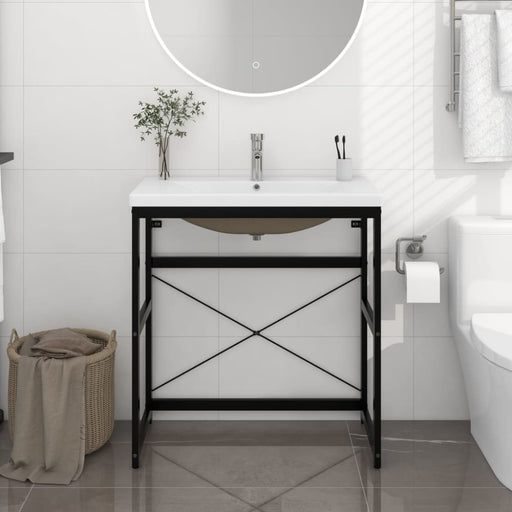 Bathroom Washbasin Frame With Built-in Basin Black Iron