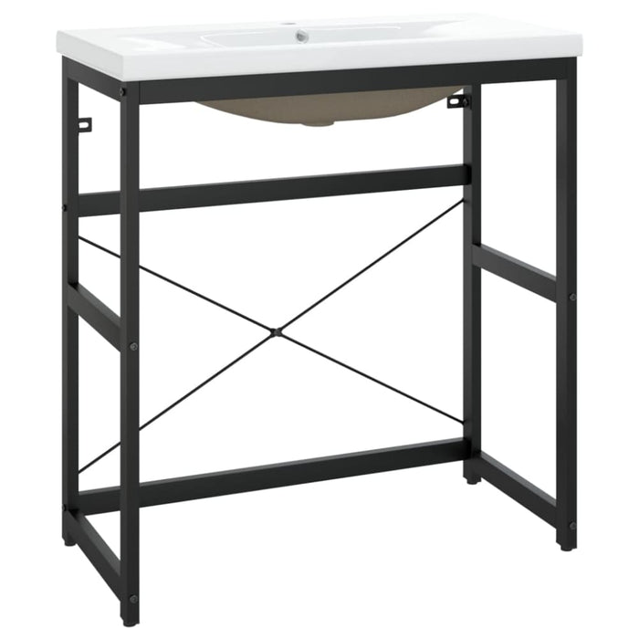 Bathroom Washbasin Frame With Built-in Basin Black Iron