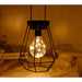 Battery Powered Hanging Diamond Metal Cage Lamp With Hook