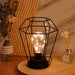 Battery Powered Hanging Diamond Metal Cage Lamp With Hook