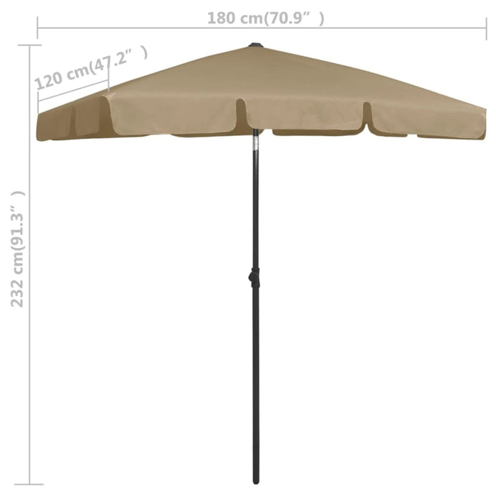 Beach Umbrella Taupe 180x120 Cm Toaixx