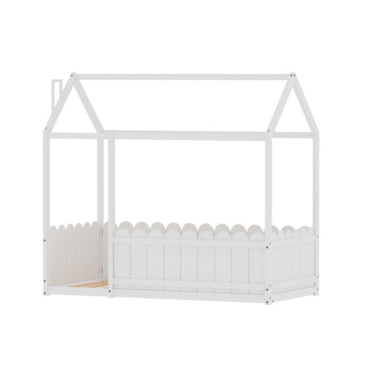 Bed Frame Wooden Kids House Single White Kori