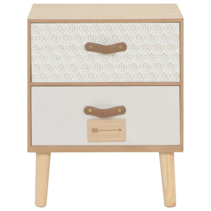 Bedside Cabinet with 2 Drawers 40x30x49.5 Cm Solid Pinewood