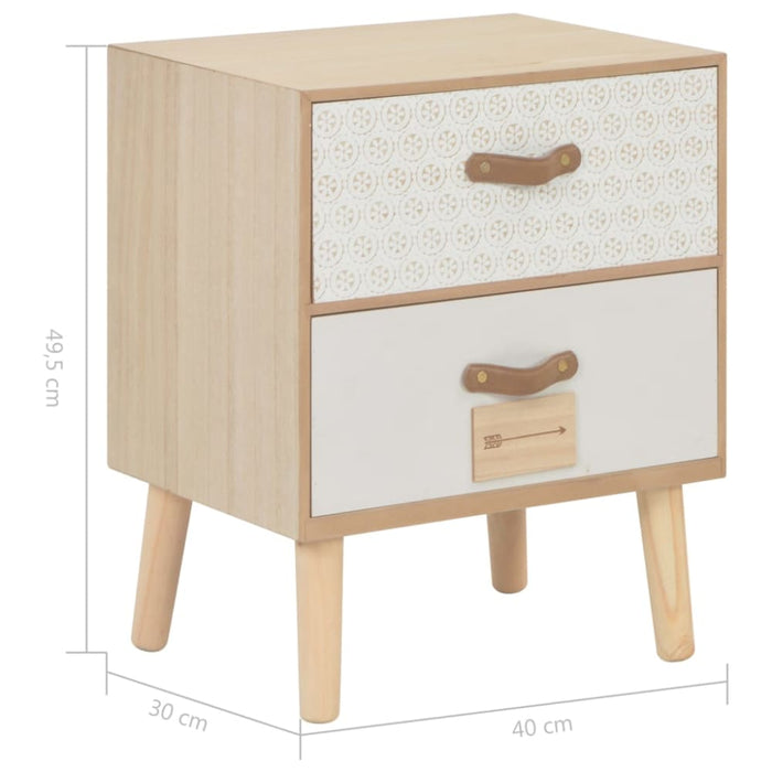 Bedside Cabinet with 2 Drawers 40x30x49.5 Cm Solid Pinewood