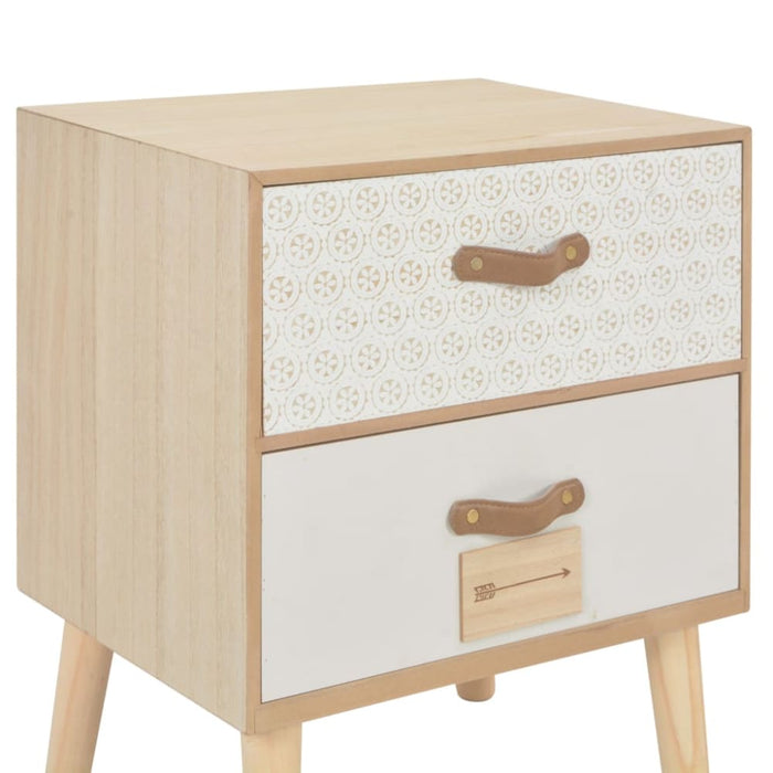 Bedside Cabinet with 2 Drawers 40x30x49.5 Cm Solid Pinewood