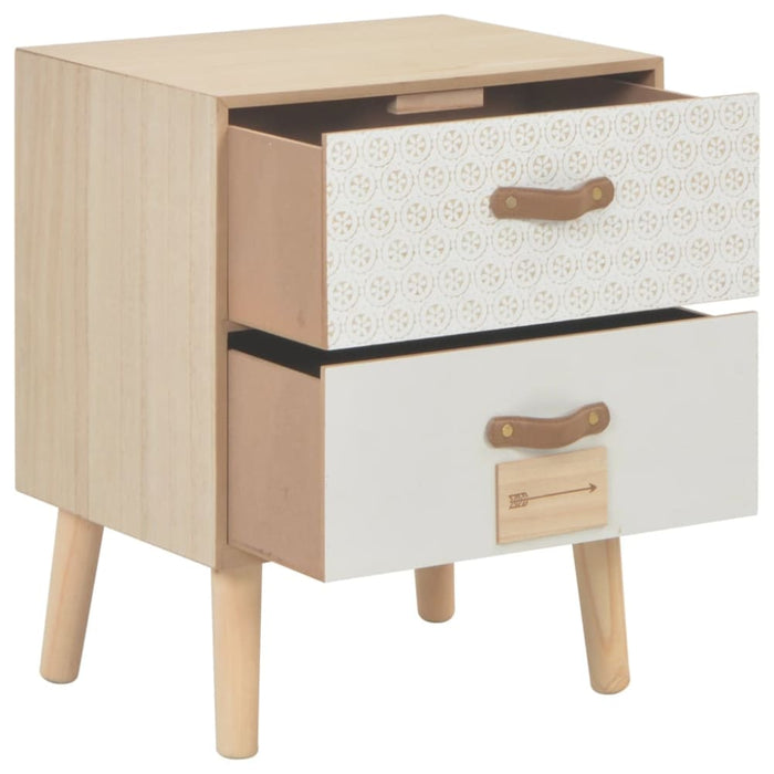 Bedside Cabinet with 2 Drawers 40x30x49.5 Cm Solid Pinewood
