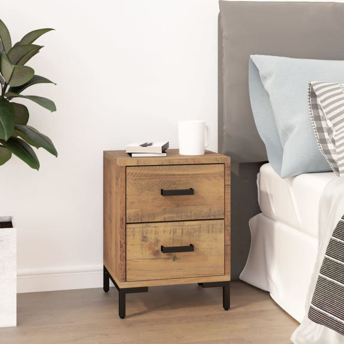 Bedside Cabinet Brown 36x30x45 Cm Solid Pinewood Takkoo